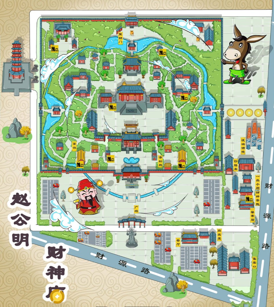 宁武寺庙类手绘地图